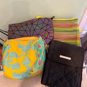 Zara Yellow and Teal Quilted Floral Cosmetic Pouch